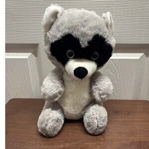 Raccoon Gray Black White Stuffed Animal Plush 12" Sitting Trash Panda